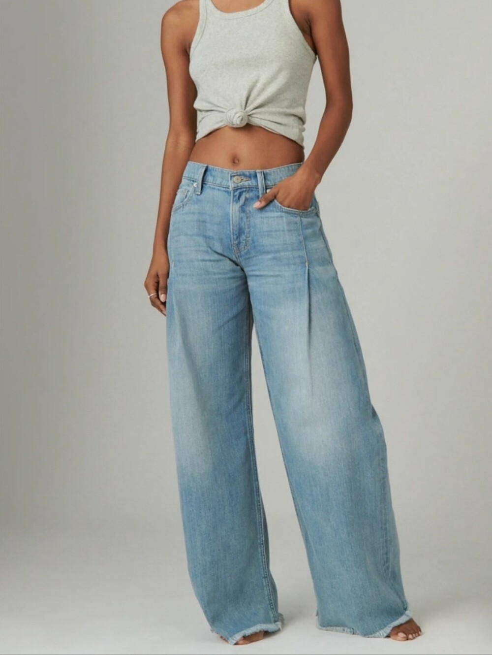 Lucky Brand Palazzo Wide Leg Jeans Sz 4 Raw Hem